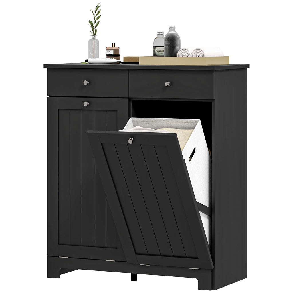 Laundry Cabinet Tilt Out Laundry Hamper Cabinet with 2 Baskets Bathroom - Image 4