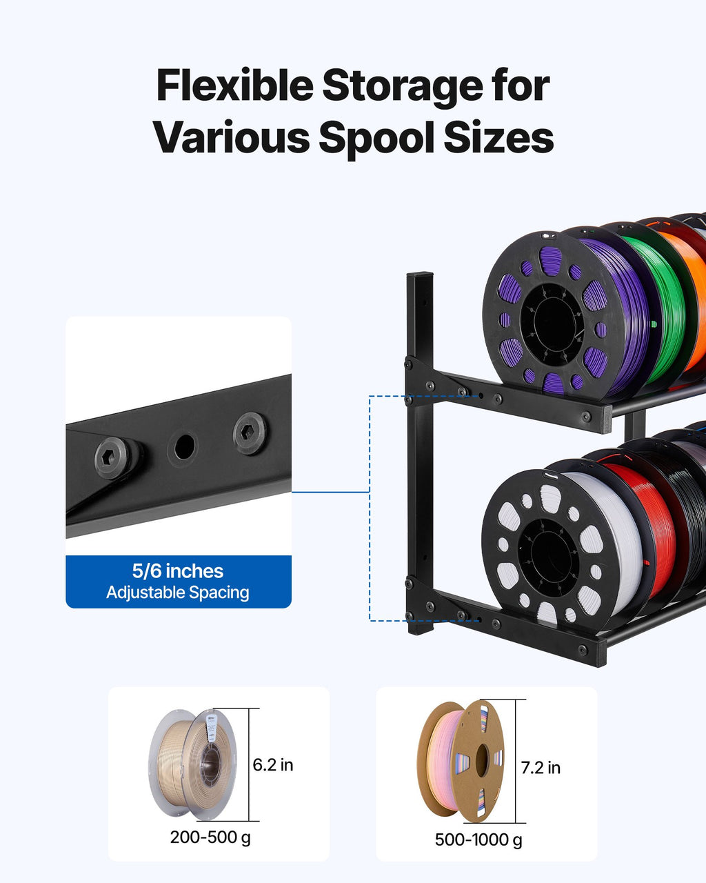 Wall Mount Printer Filament Storage Rack 2 Tier Wall Bracket Storage Shelf - Image 2