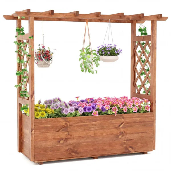 Natural Pine Wood Raised Garden Bed 100% Solid Pine Construction & Hanging - Image 5