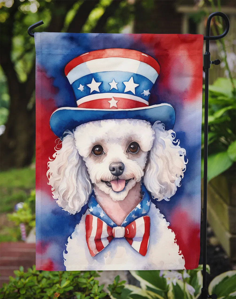 White Poodle Patriotic American Garden Flag Mailbox Flag Decorative Yard Flag - Image 5