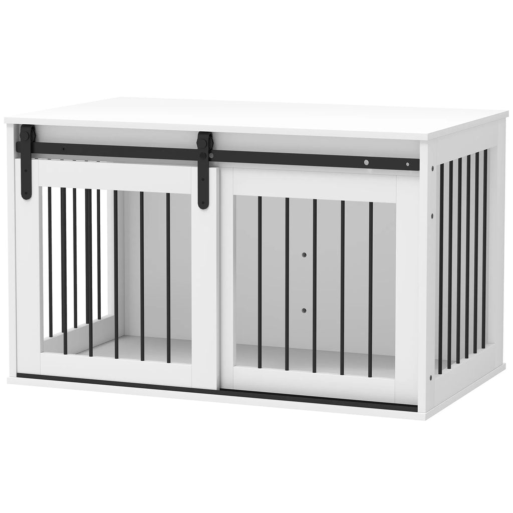39" Dog Crate Furniture Dog Crate End Side Table for Large Dogs White