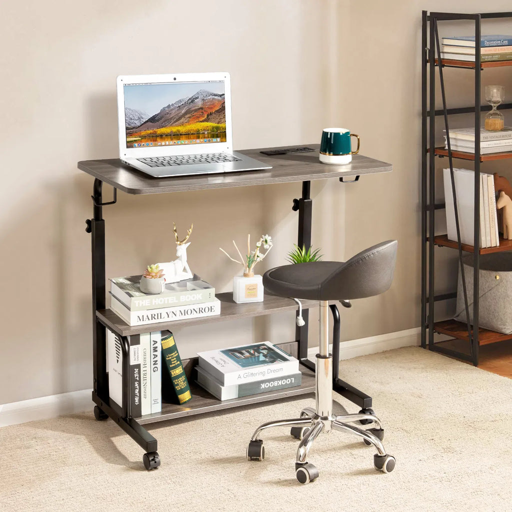 Grey Oak P2 15MM Particle Board with Melamine Coating Adjustable Computer Desk