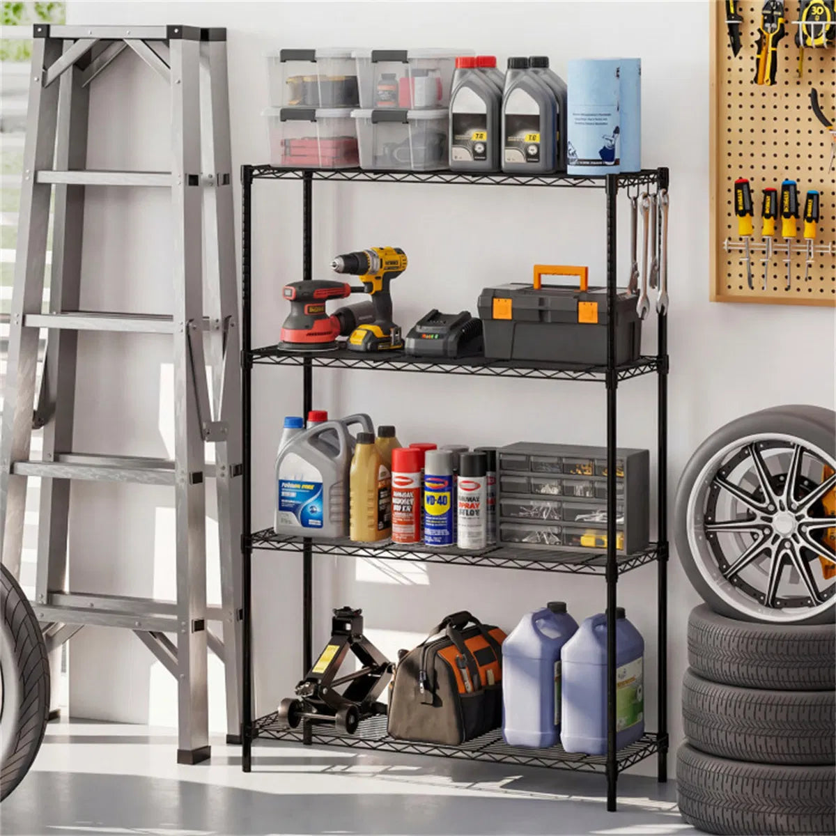 4 Tier Heavy Duty Metal Wire Shelving Unit 1000 lbs Capacity Adjustable Storage Rack - Image 7
