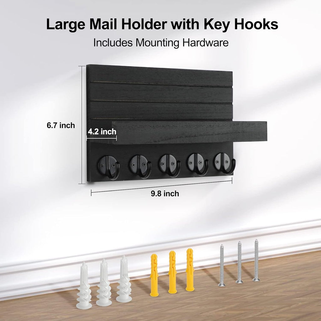 wall-mounted key holder with mail sorter shelf storage use