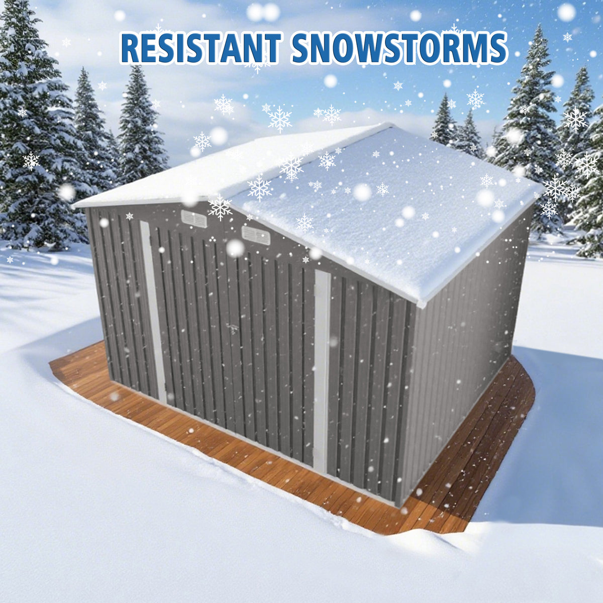 10 X 8 FT Outdoor Storage Shed Large Metal Storage Shed Lockable Door And Air