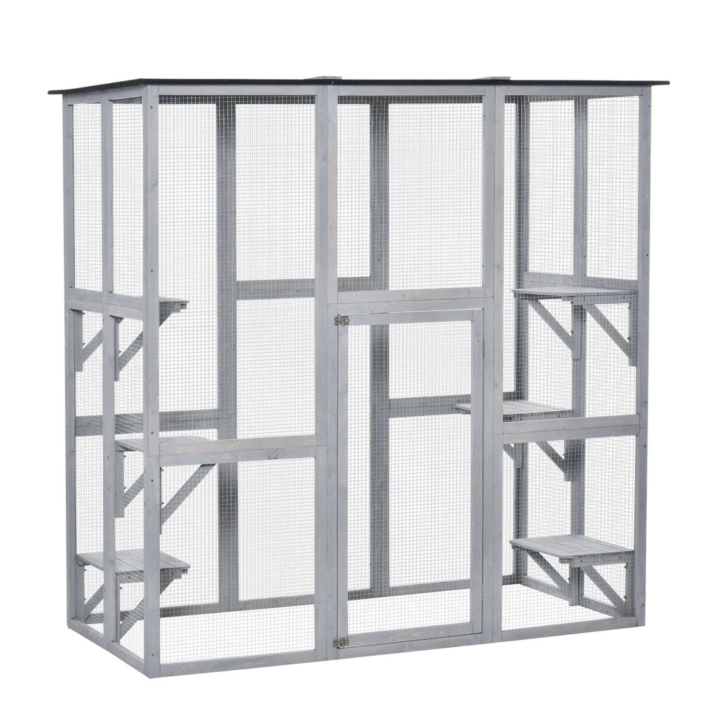 Large Outdoor Catio Enclosure Weatherproof Cat House with Asphalt Roof Wooden - Image 2