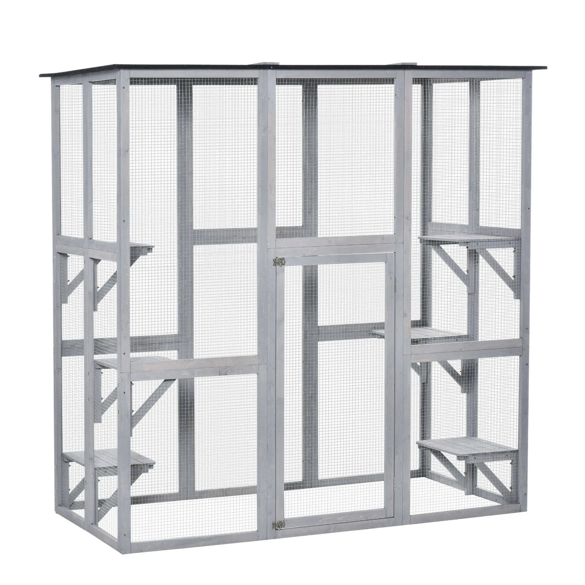 Large Outdoor Catio Enclosure Weatherproof Cat House with Asphalt Roof Wooden - Image 2