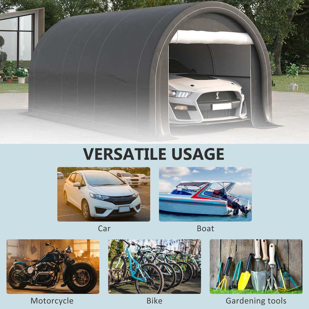 10 x 16 Carport Heavy Duty Portable Garage Storage Tent with Large Zippered - Image 3