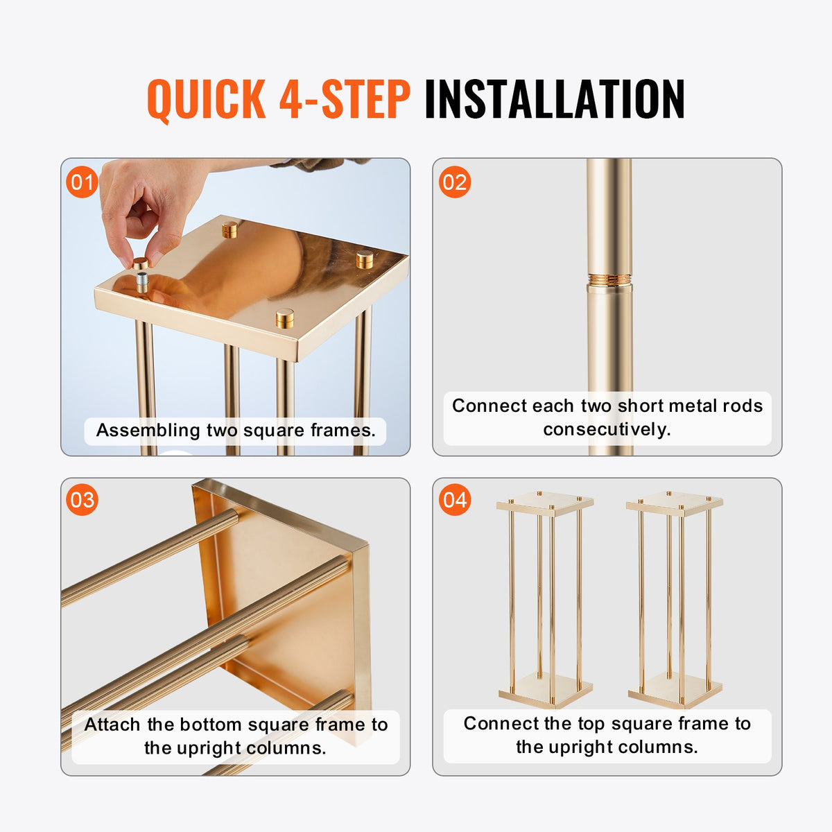 4PCS Gold Metal Column Wedding Flower Stand 23.6inch High With Metal Laminate - Image 4