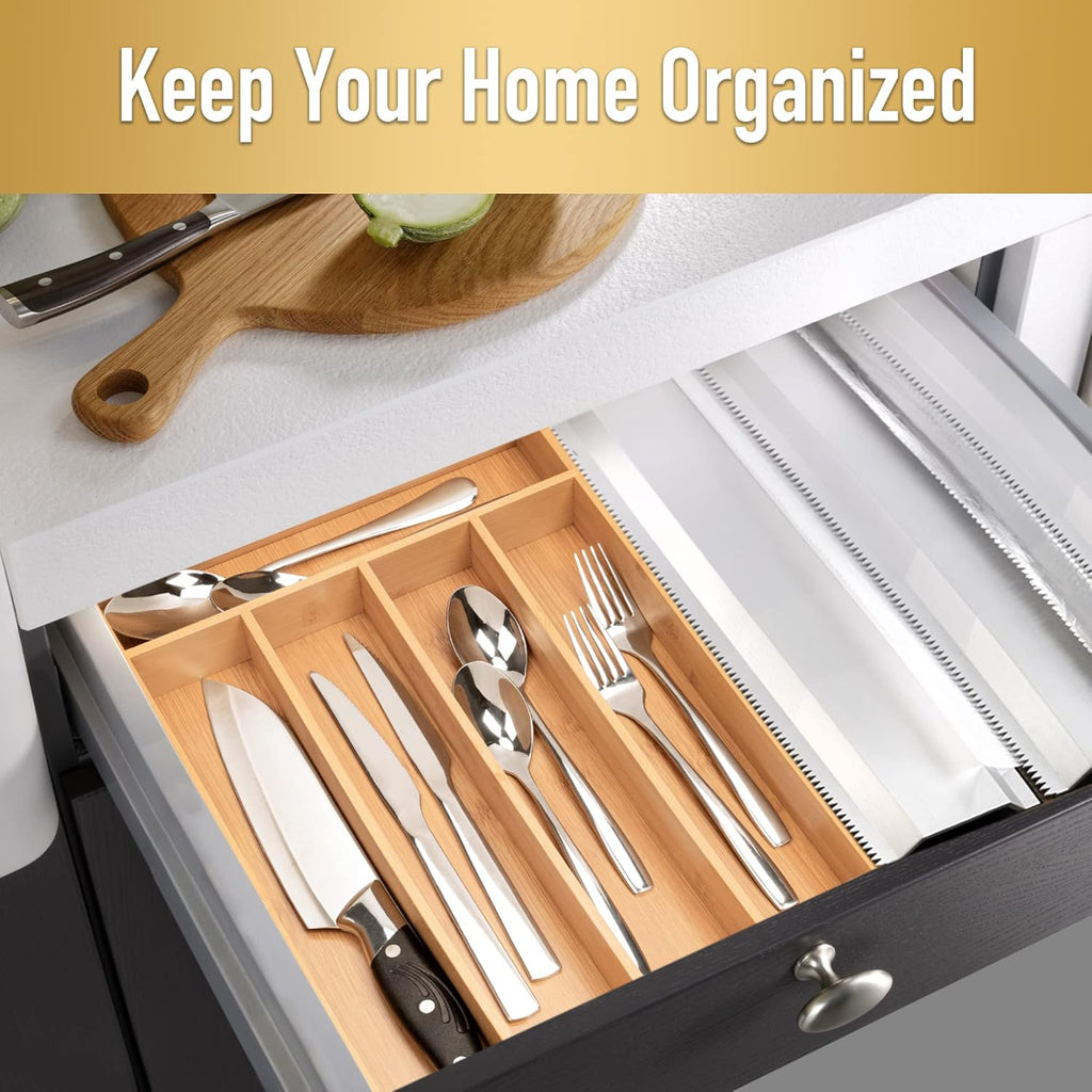 bamboo silverware organizer slot kitchen packaging and components