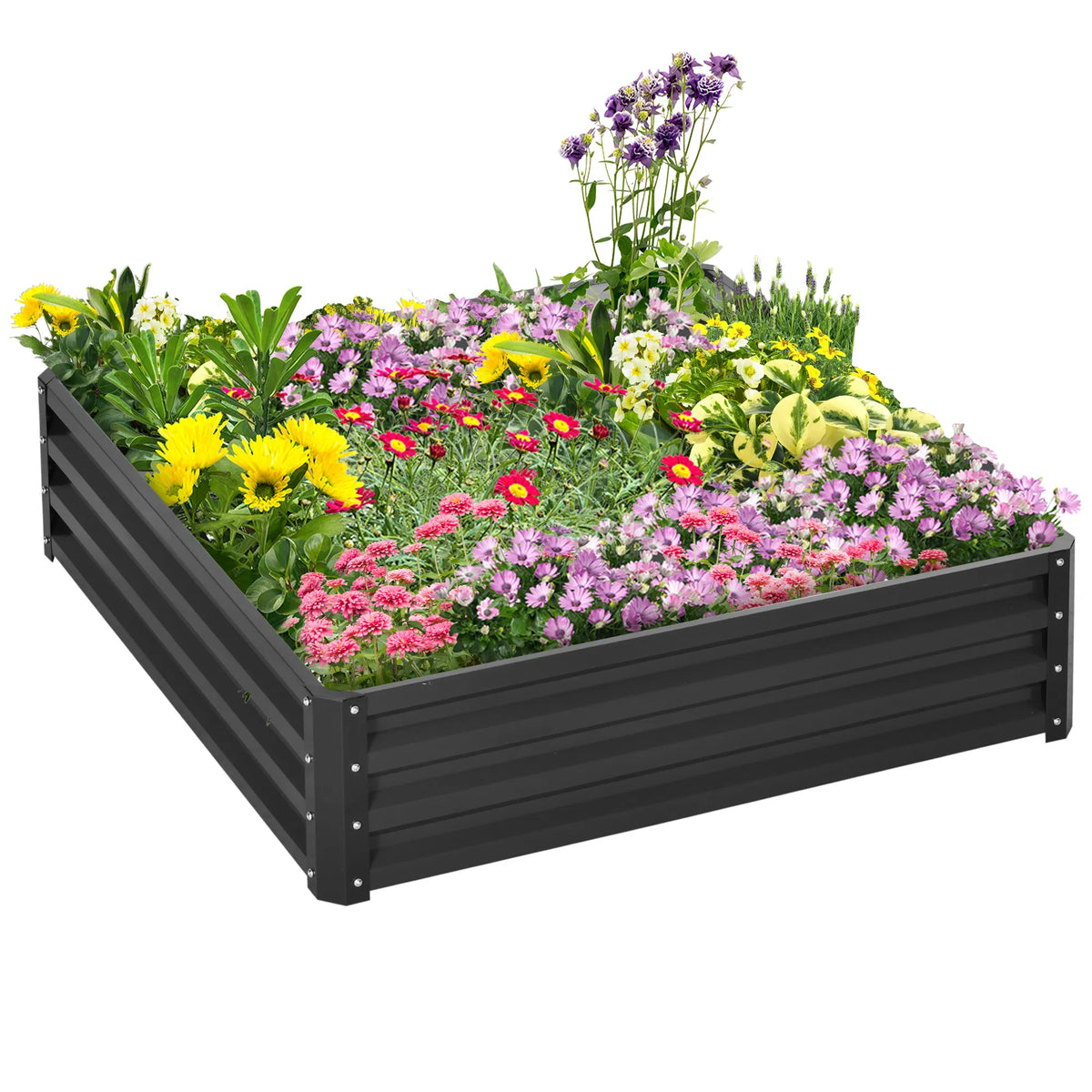 4' x 4' x 1' Raised Garden Bed Galvanized Steel Planter Box for Vegetables - Image 3
