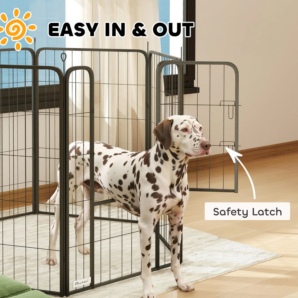 6 Panels Heavy Duty Dog Playpen Outdoor Indoor with Door & Strap 39" Height