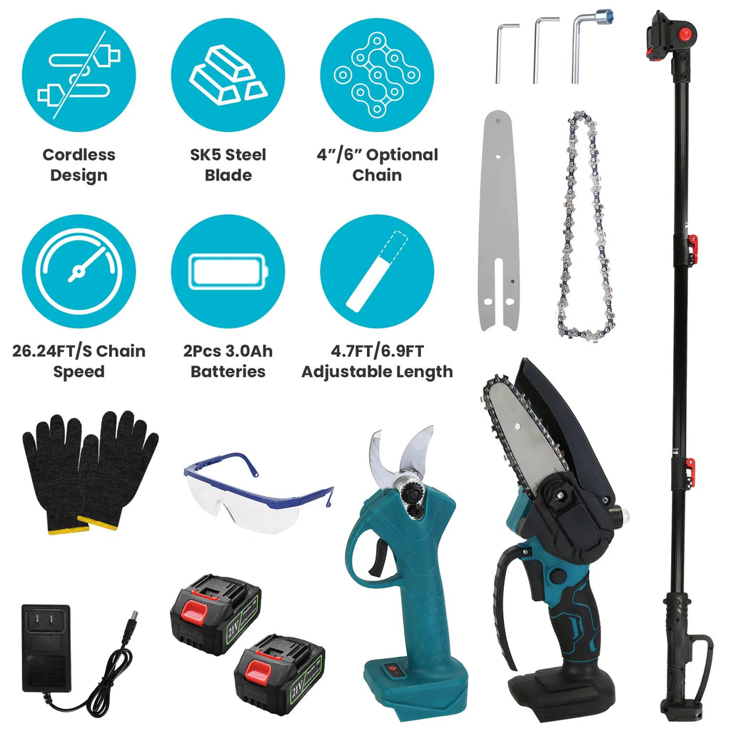 4 in 1 Cordless Pole Pruning Shears Multi Angle Tree Trimmer - Main View