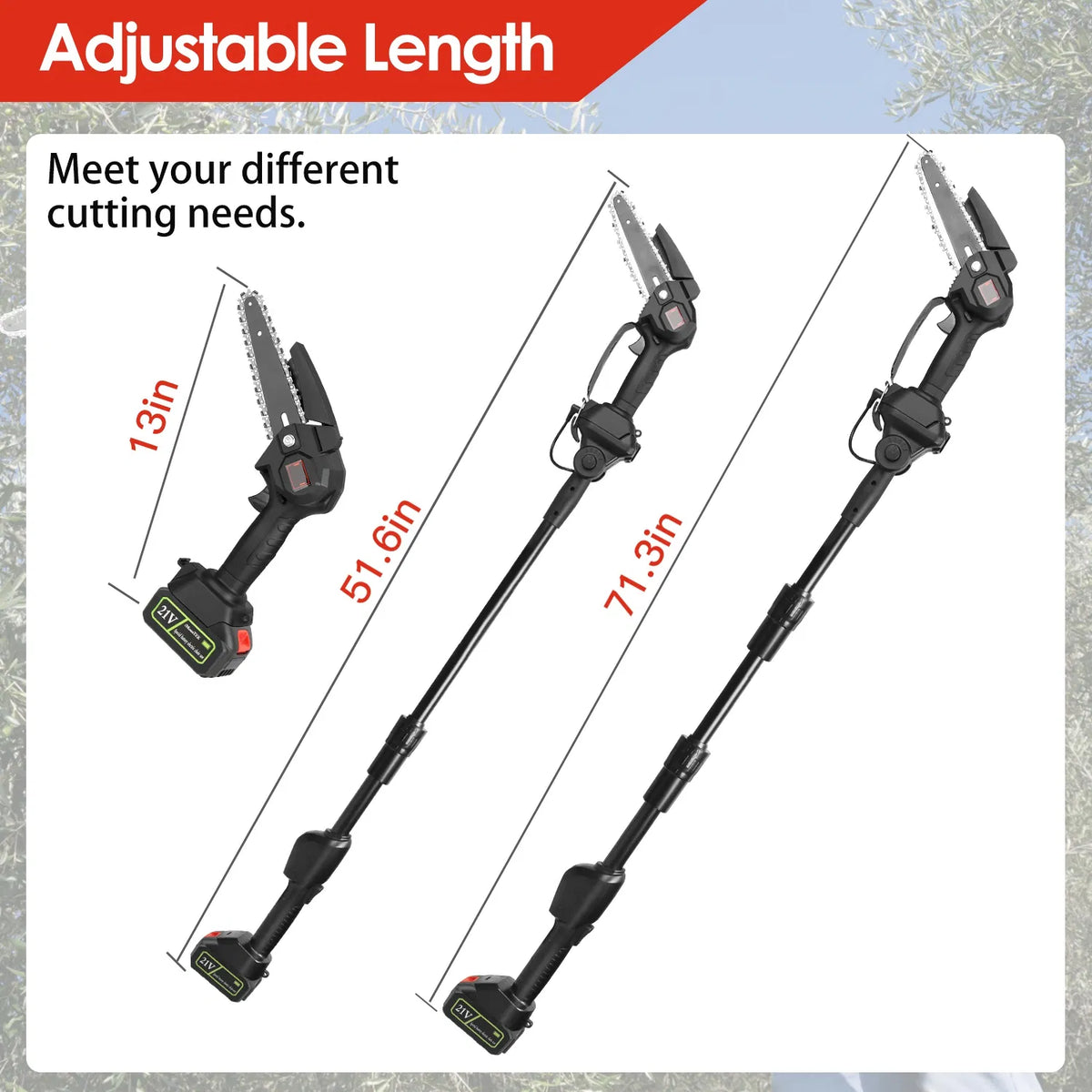 2 in 1 Electric Pole Saws for Tree Trimming 6 Inch Mini Chainsaw Cordless with - Image 4