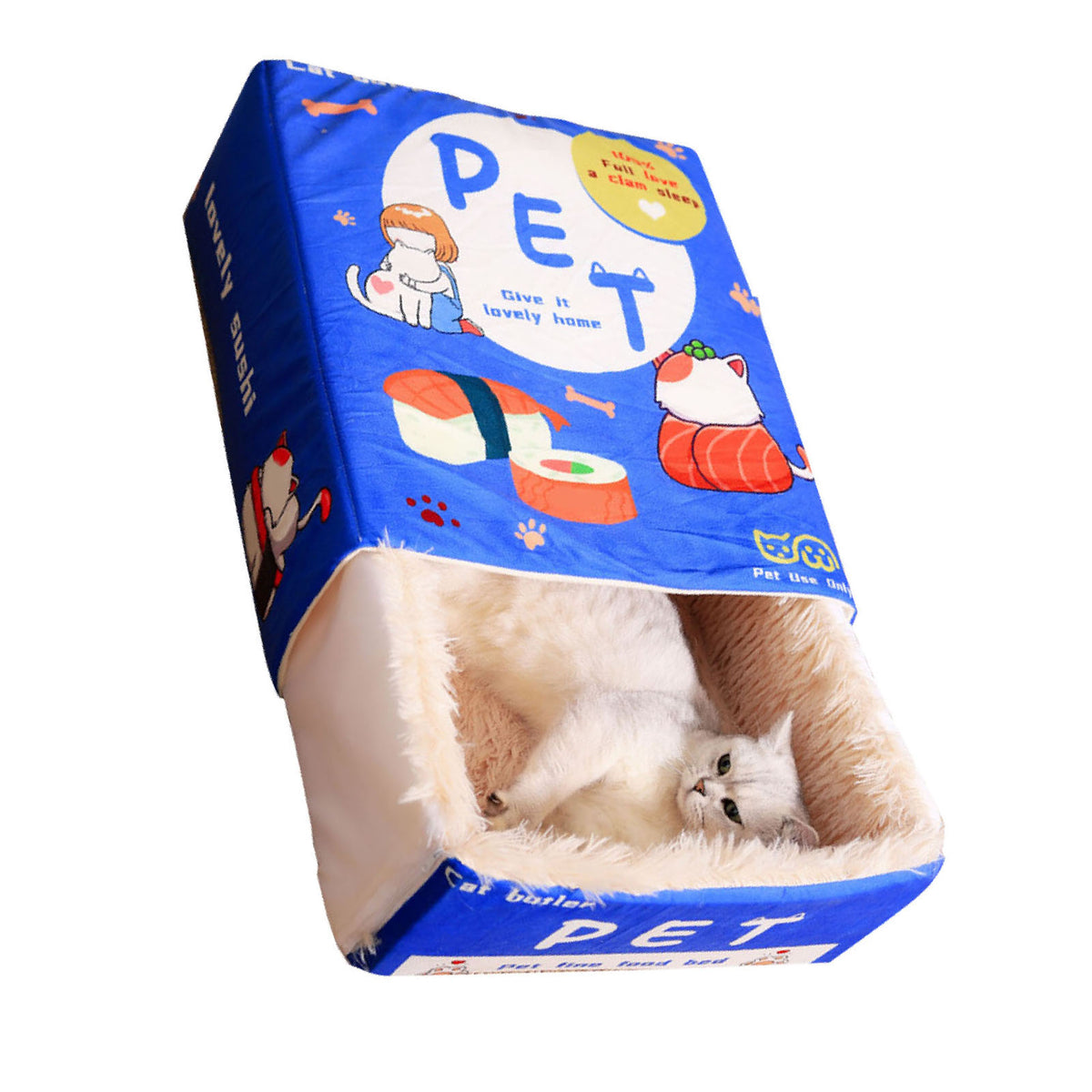 Snack Box Cat Bed Cartoon Rectangular Fully Enclosed Four Season Universal - Image 4