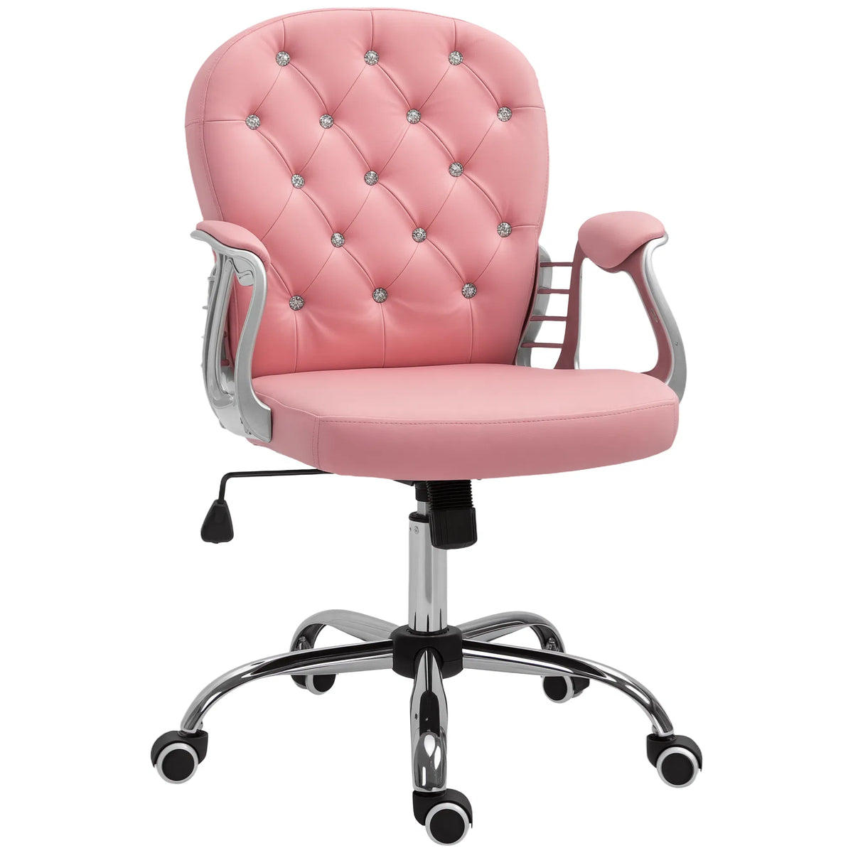 Office Chair Computer Desk Chair with Adjustable Height and Tufted Back Pink - Image 4