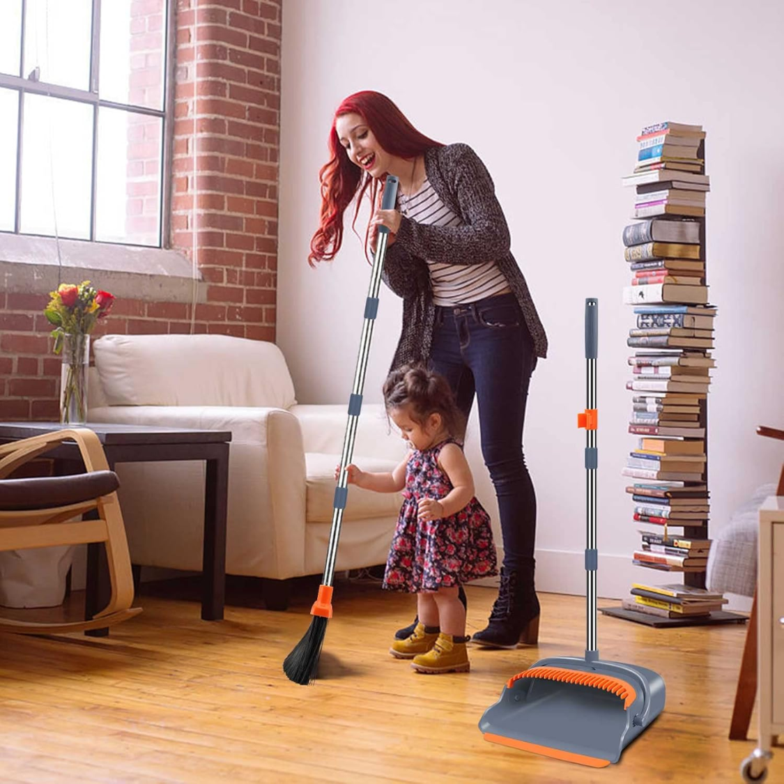 Upgrade Broom And Dustpan Set Self Cleaning With Dustpan Teeth Indoor&Outdoor - Image 5