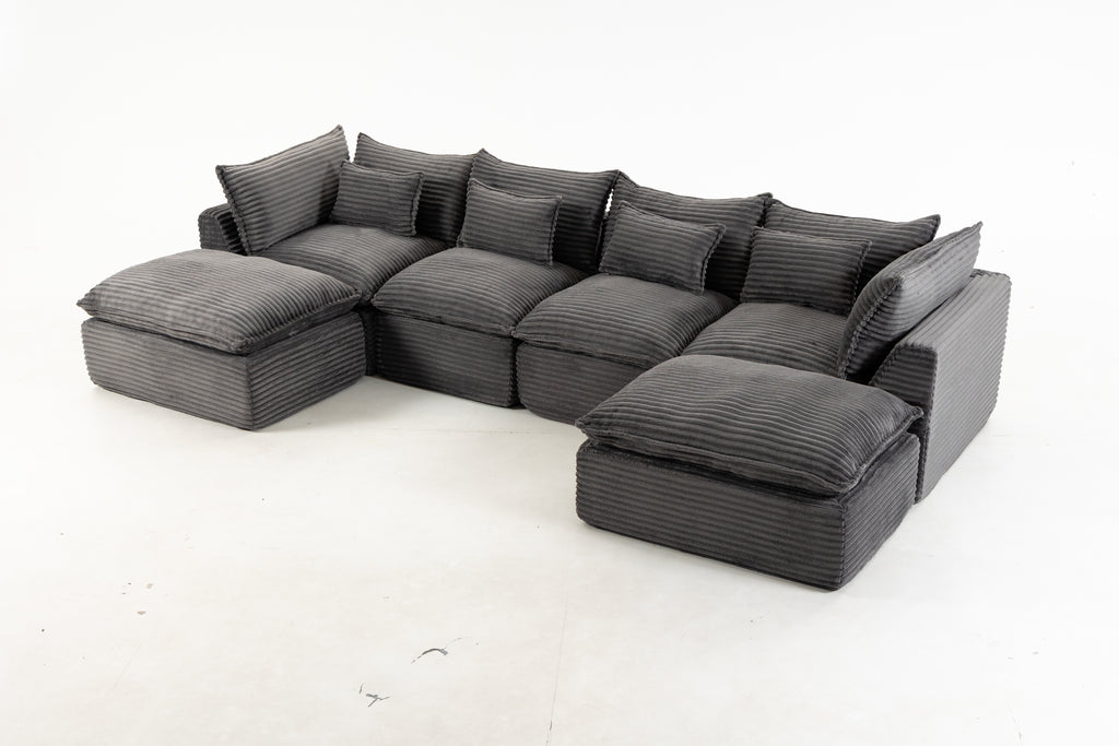 129.8" Width Cloud Couch Oversized Modular Sectional Sofa True Relax Comfy