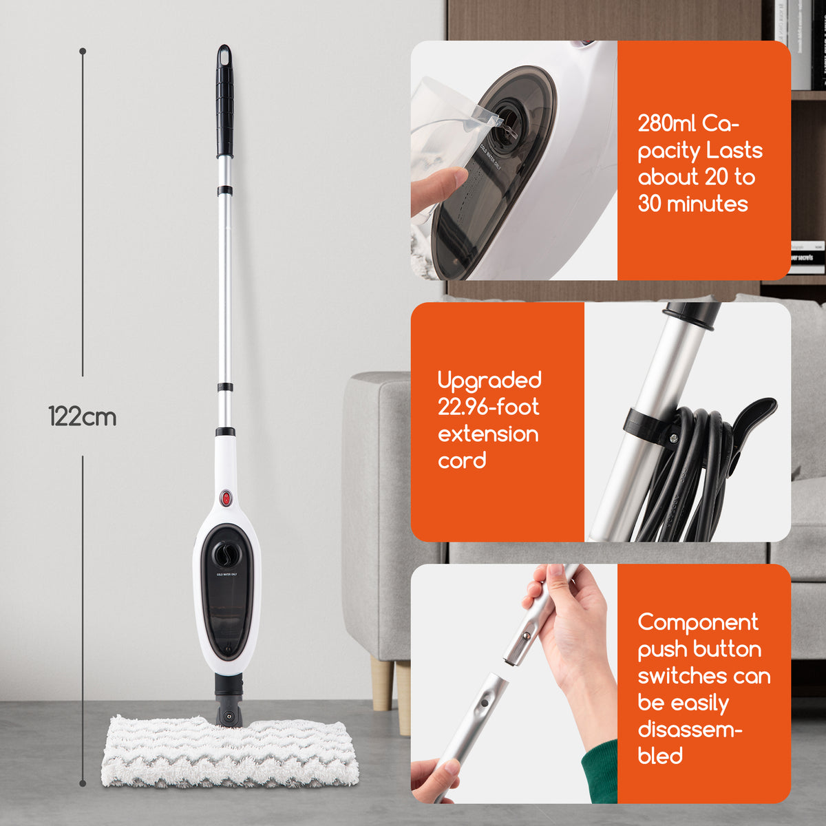 Steam Mops for Floor Cleaning Unique Double Sided Flip Design 15 Seconds Fast - Image 4