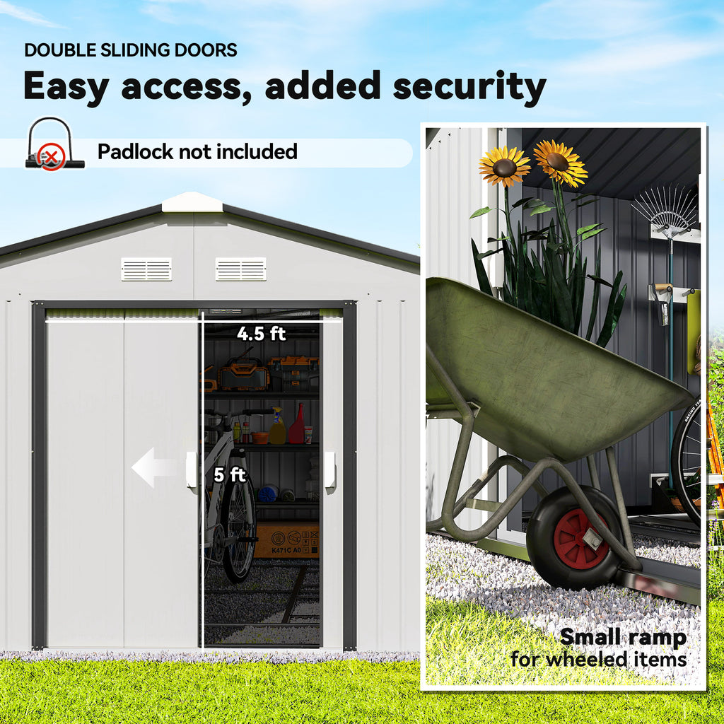 Garden Metal Shed Storage Shed Utility Storage with Double Locking Doors for - Image 4