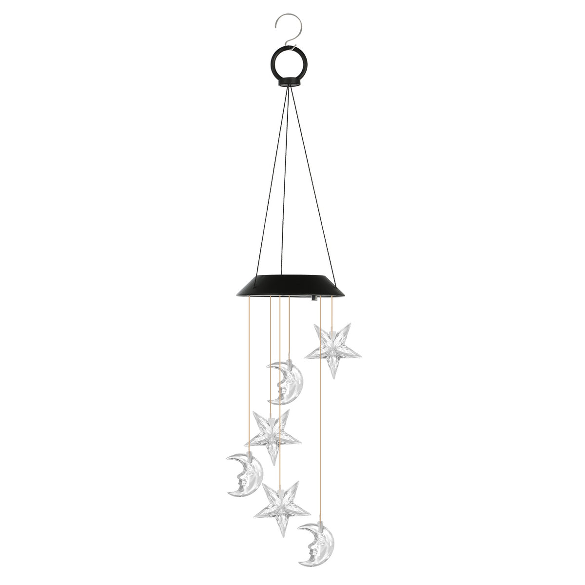 1Pc 2Pc Quantity Options Solar Moon And Star Wind Chime 7 Color Changing Wind - Image 5