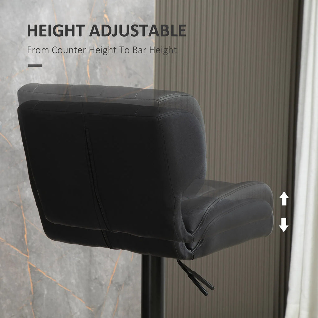 Swivel PU Leather Barstools Set of 2 Adjustable Bar Stools with Footrest Back - Image 5
