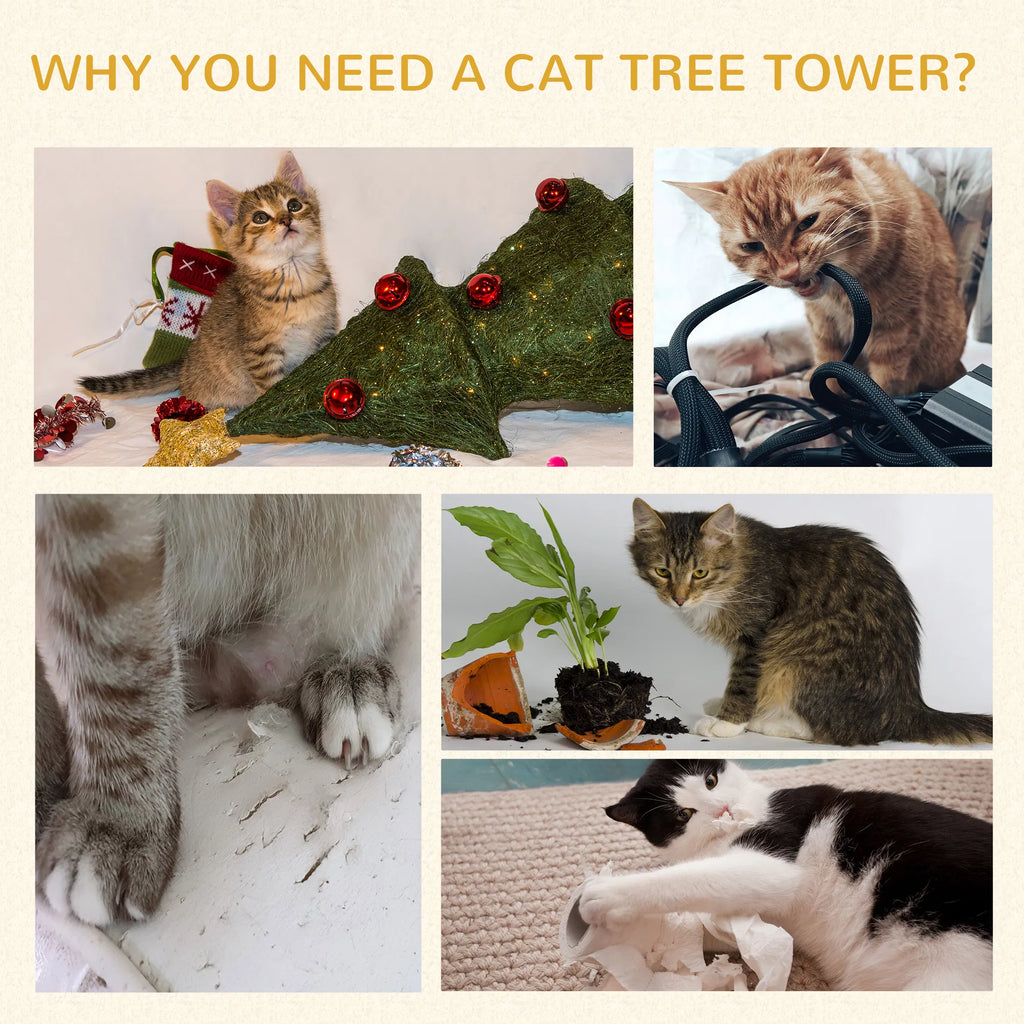 52" Multi Level Cat Tree Tower Kitten Scratcher Activity Center Play House - Image 3