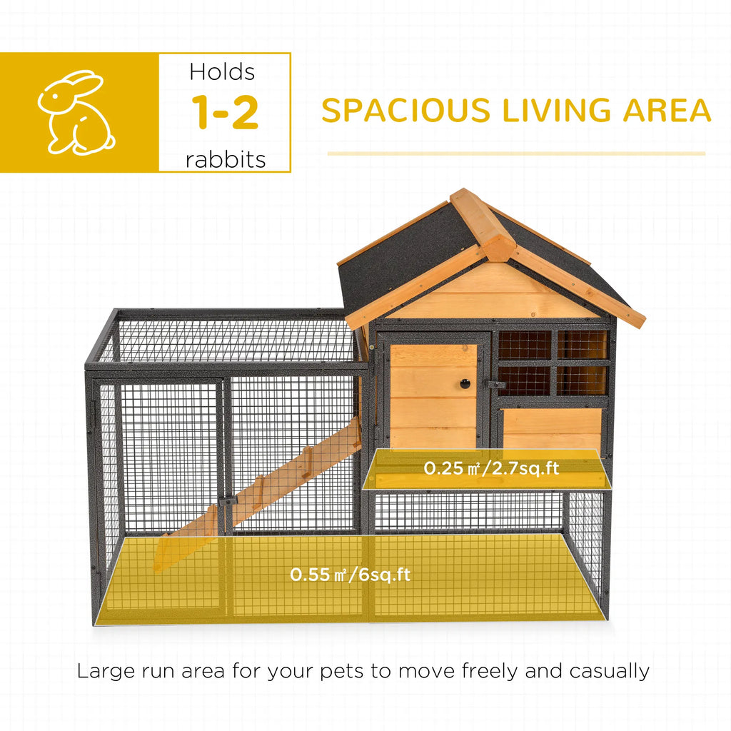 Wood Metal Large Rabbit Hutch Bunny Cage Pet House Small Animal Habitat with - Image 3