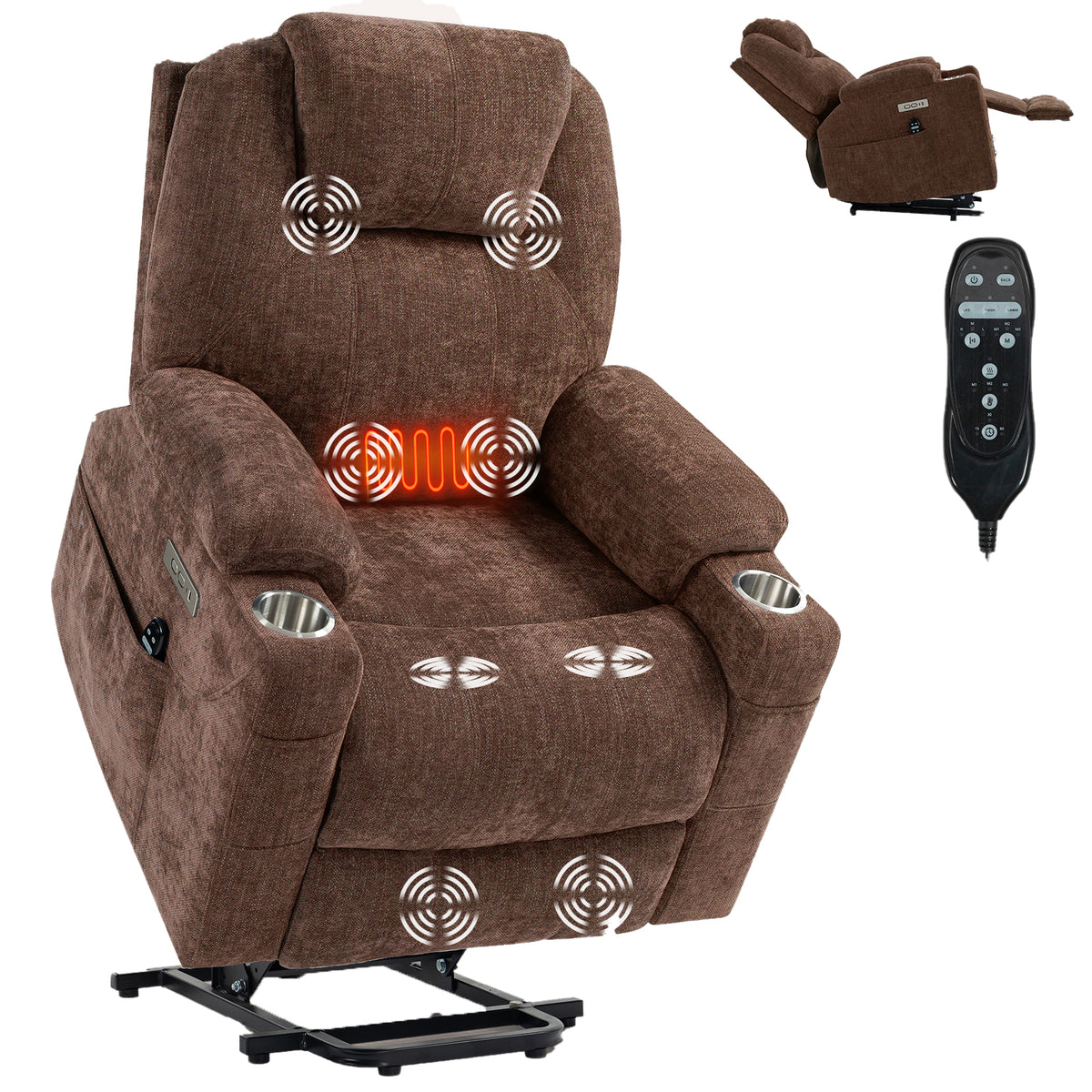 Up to 350 LBS Chenille Power Lift Recliner Chair Heavy Duty Motion Mechanism - Image 4
