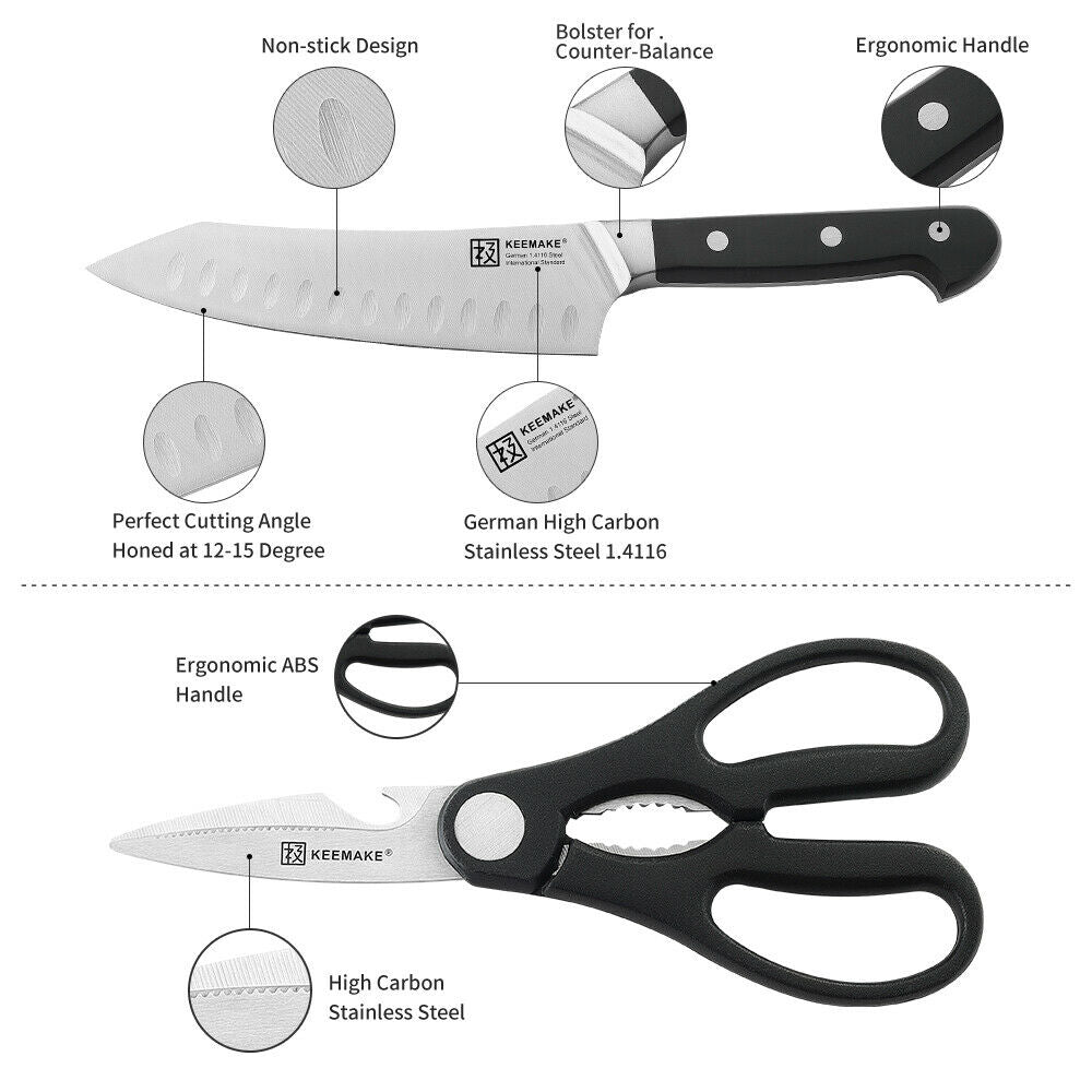 2 Piece Chef's Knife And Kitchen Shears Set Stainless Steel Slicing Knife Gift Set - Image 4