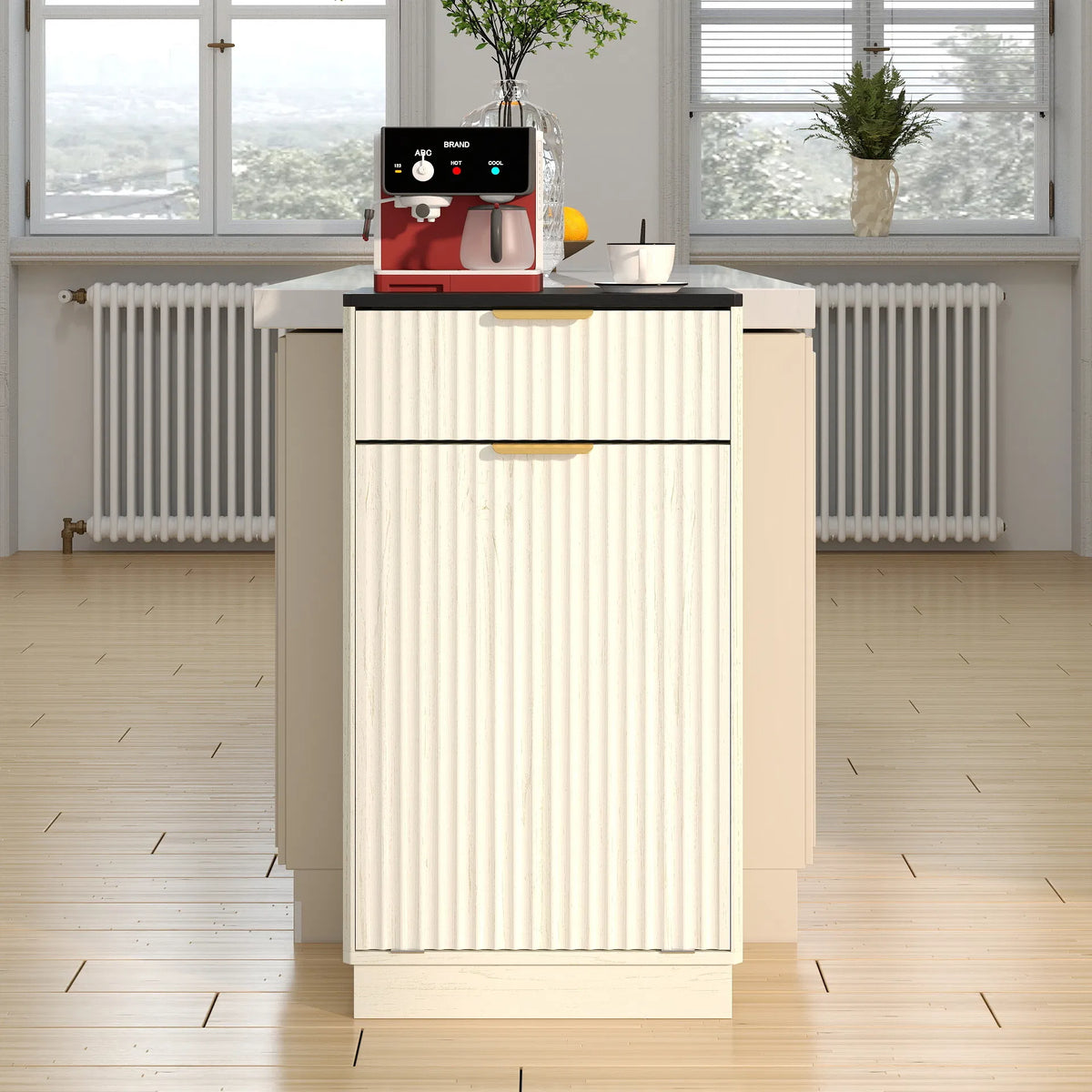 10 Gallon Woodgrain Tilt Out Trash Can Cabinet Wooden Garbage Recycling Cabinet - Image 4