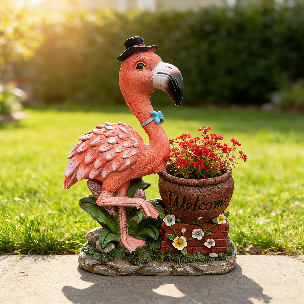 Outdoor Garden Sculpture Flamingo Flower Pot Planter Unique Yard Statue - Image 5