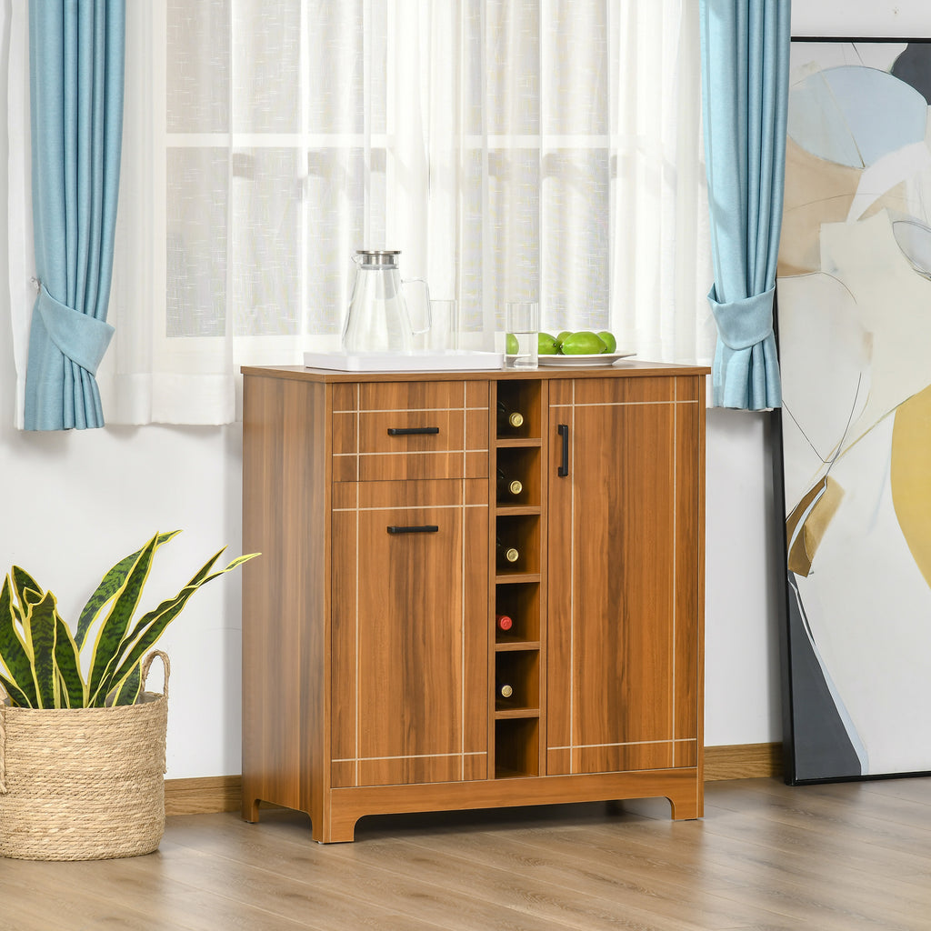 Retro Wine Cabinet For Bottles Rack Sideboard Serving Bar With Glass Holders