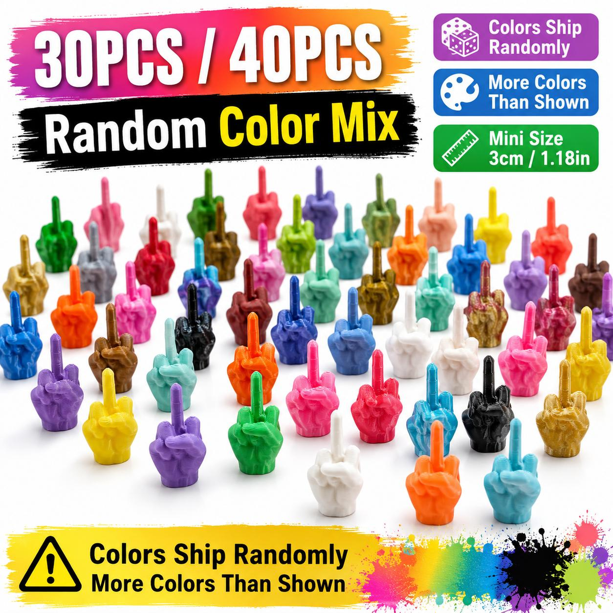30pcs 40pcs Mini Hand Gesture Figurines Random Color 3D Printed Funny Desk - Image 4