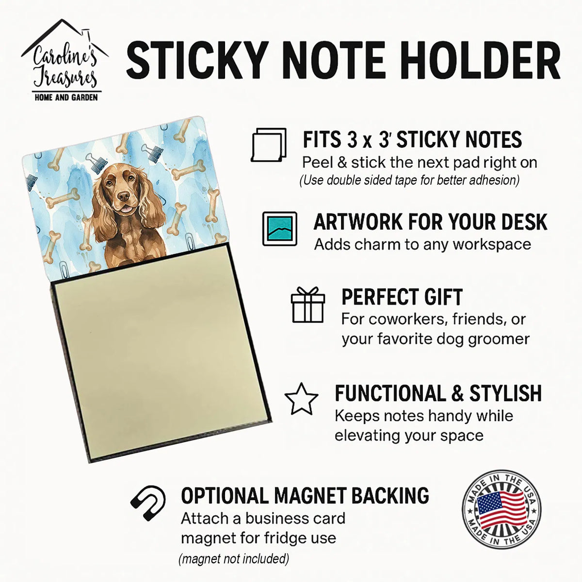 Liver English Cocker Spaniel Coworker Watercolor Sticky Note Holder - Image 4