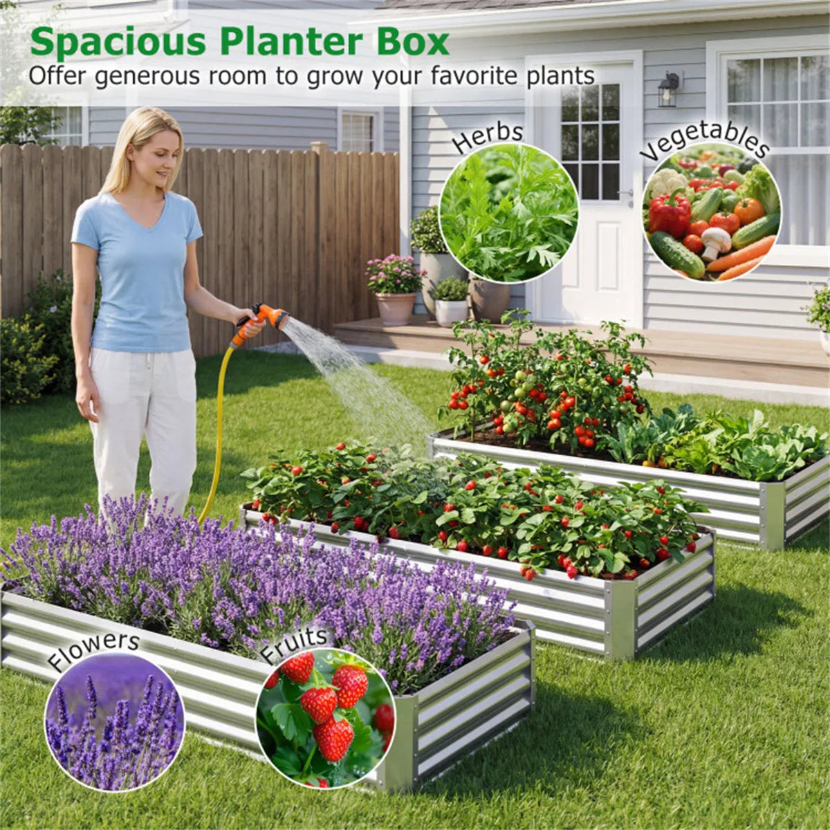 Galvanized Steel Raised Garden Bed 6×3×1 Ft Outdoor Planter Box for Vegetables - Image 3