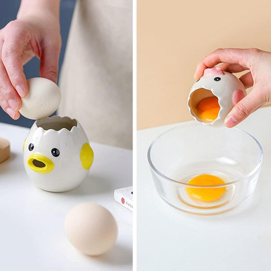 LuoCoCo Novelty Ceramic Chicken Egg Yolk Separator Cute Vomiting Egg White - Image 5