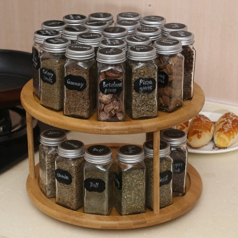 2-tier bamboo rotating spice organizer