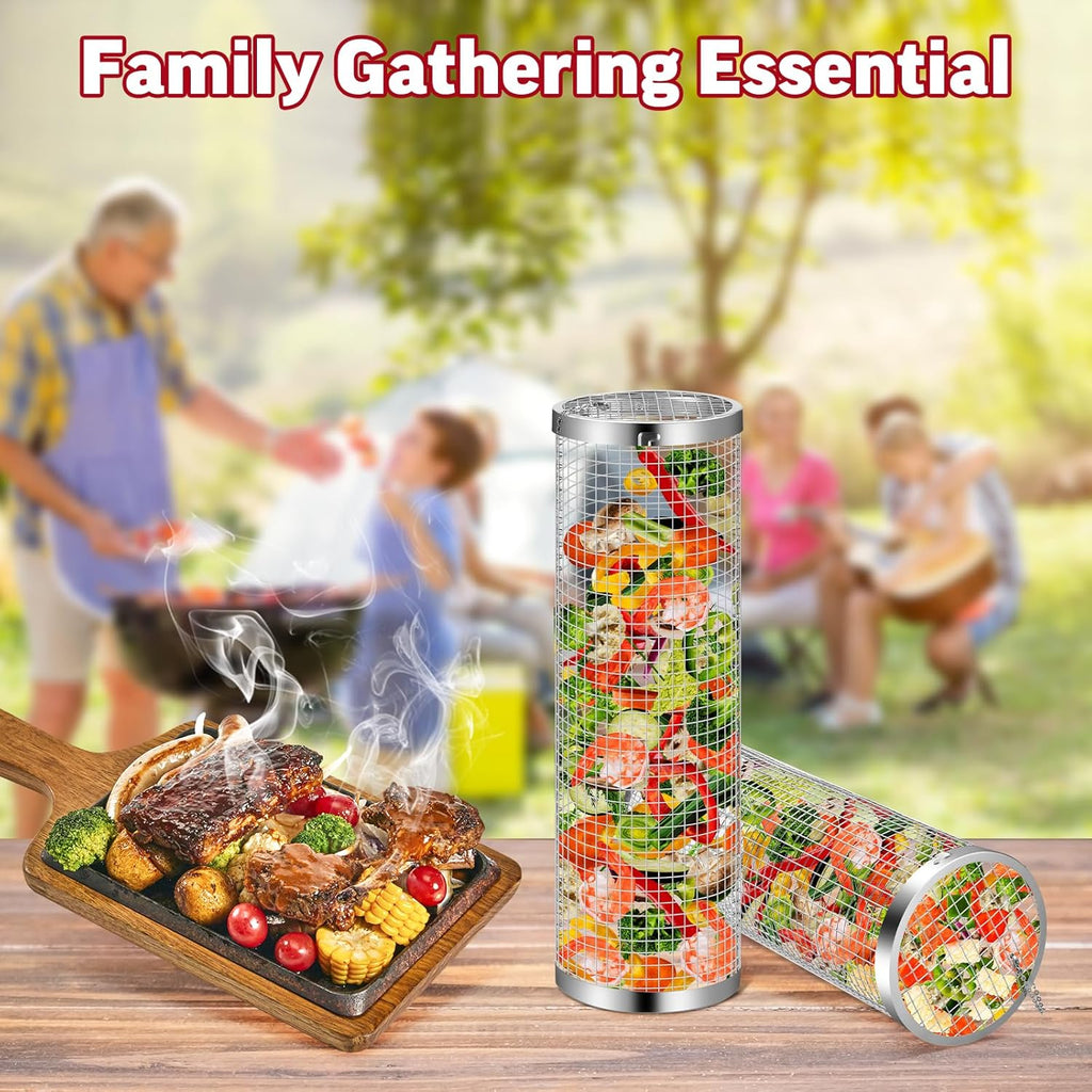 Rolling Grill Basket Grill Gifts For Men 304 Stainless Steel All in One - Image 2