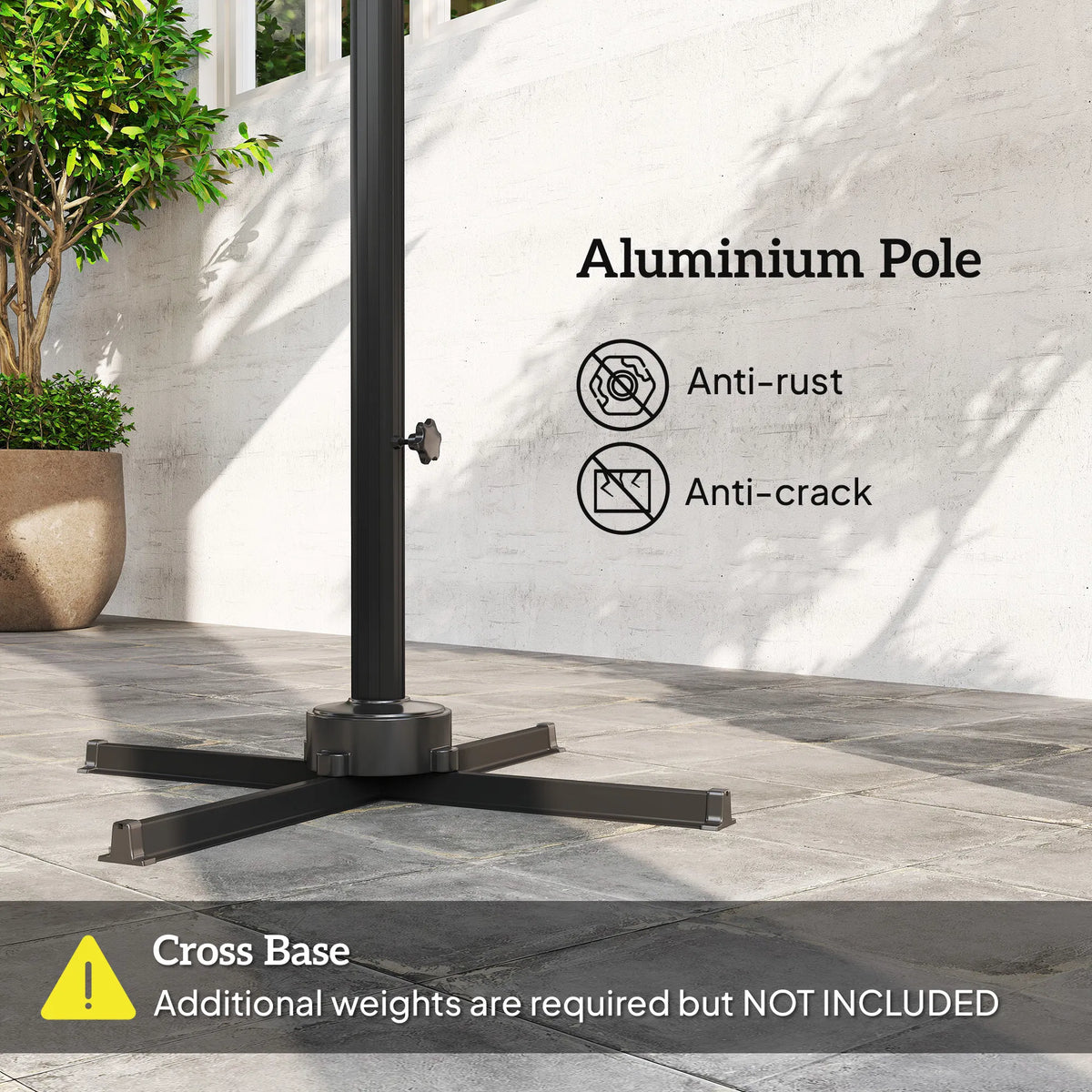 8 FT Aluminium Cantilever Patio Umbrella with 360° Rotation Cross Base Crank