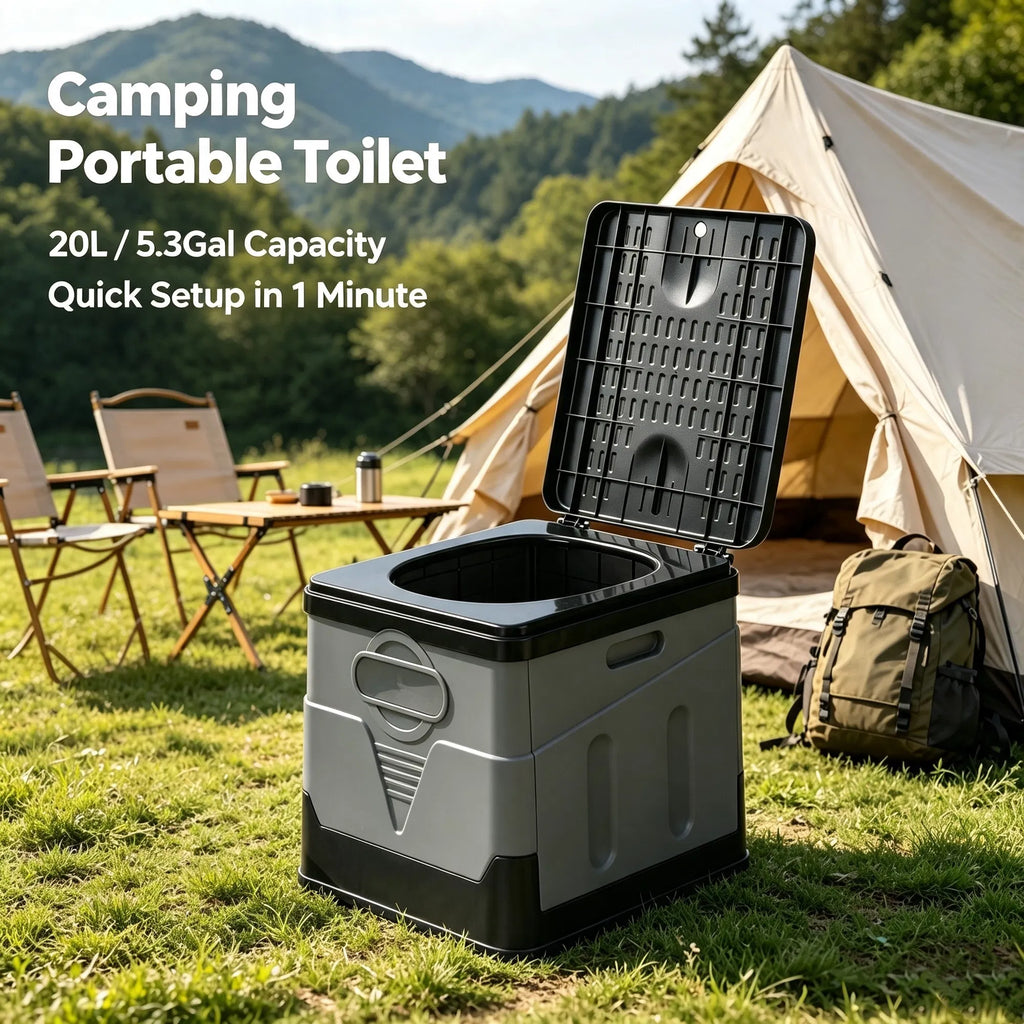 Multi Function Foldable Portable Toilet 5.3Gal Capacity 330 LBS Loading PP - Image 2