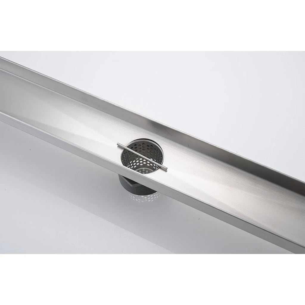 30 Inch Linear Shower Drain with Removable Square Patterned Grate 304