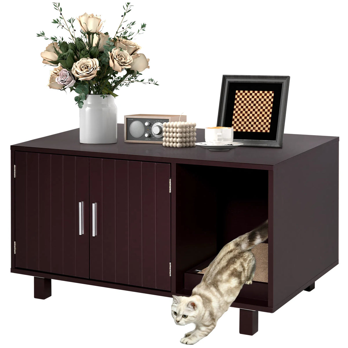 Cat Litter Box Enclosure Hidden Litter Box Furniture Cat House End Table - Image 2