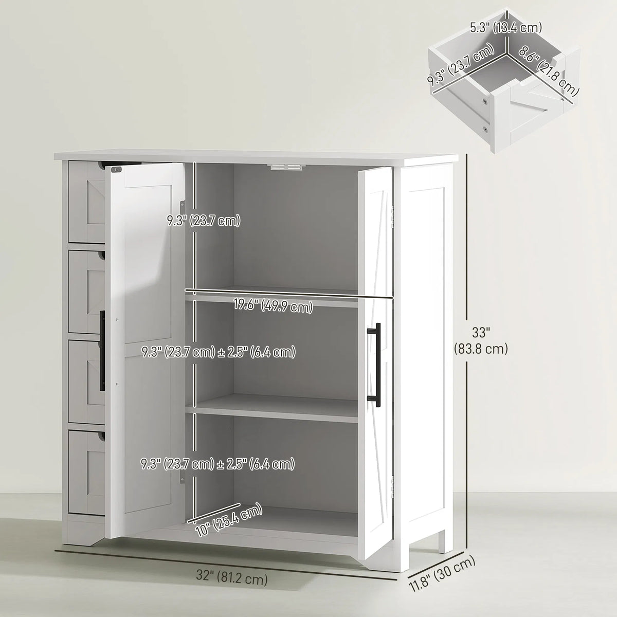 Bathroom Floor Cabinet Farmhouse Bathroom Storage Cabinet with Adjustable - Image 5