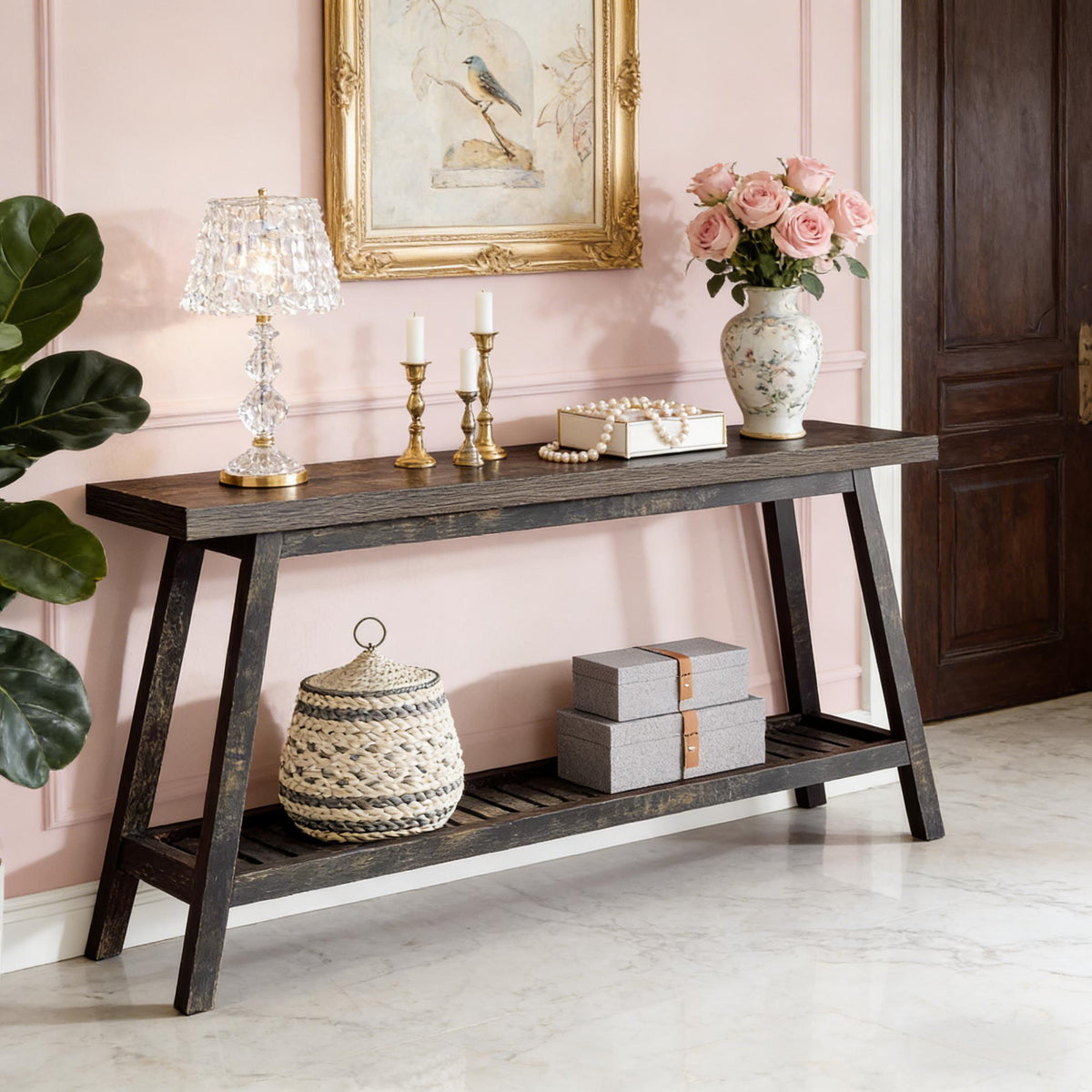 Two-Tier Living Room Sofa Console Table
