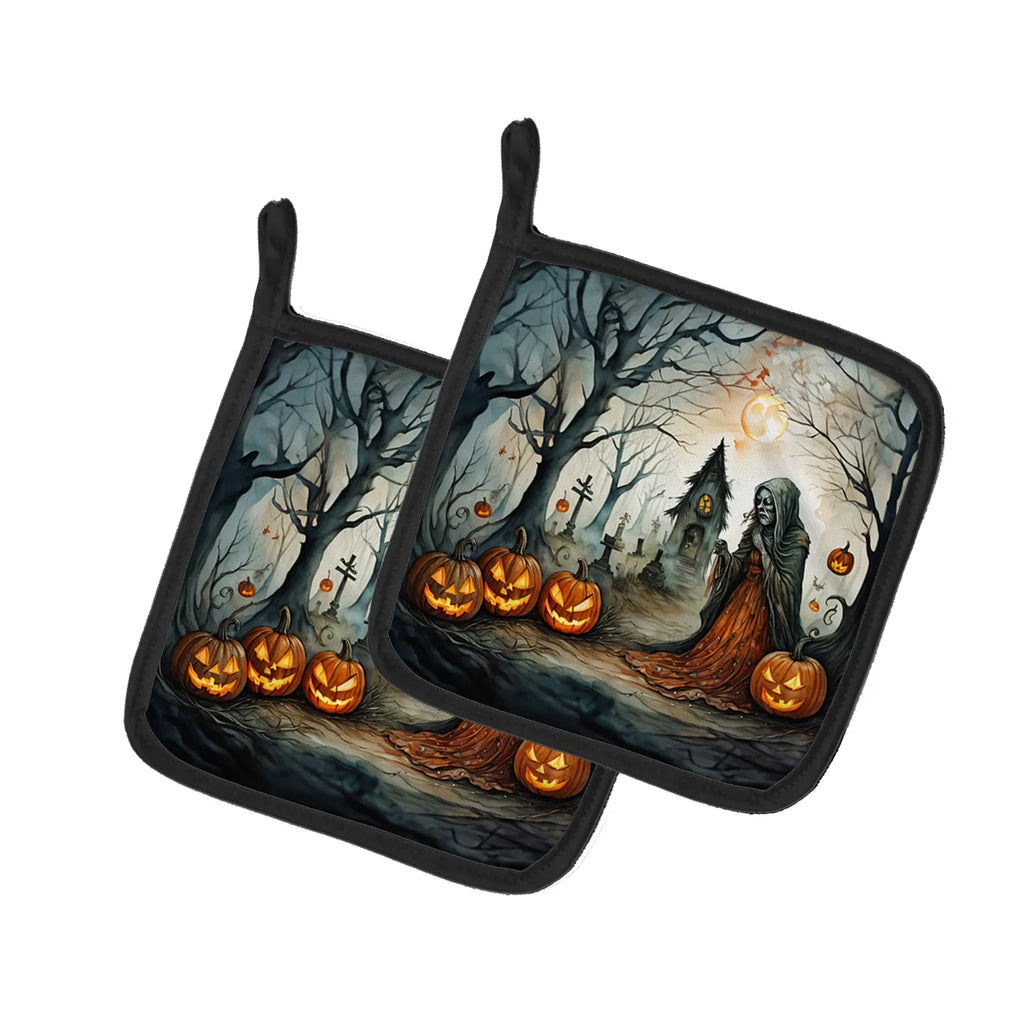 The Weeping Woman Spooky Halloween Pair of Pot Holders Kitchen Heat Resistant - Image 4
