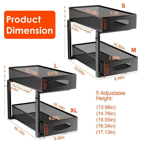2-pack 2-tier pull-out under-sink organizers
