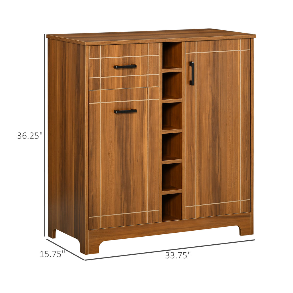 Retro Wine Cabinet For Bottles Rack Sideboard Serving Bar With Glass Holders - Image 4