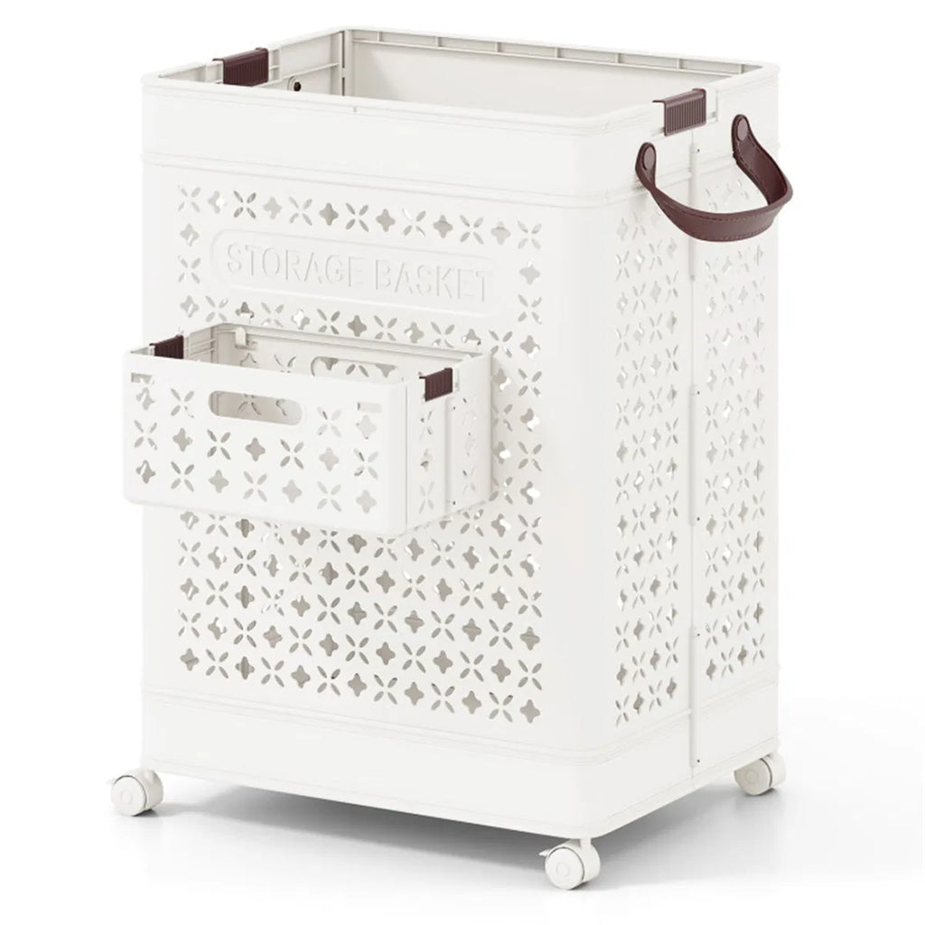 20 Gallon Foldable Laundry Hamper With Mini Hanging Basket PP Hollow Design - Image 7