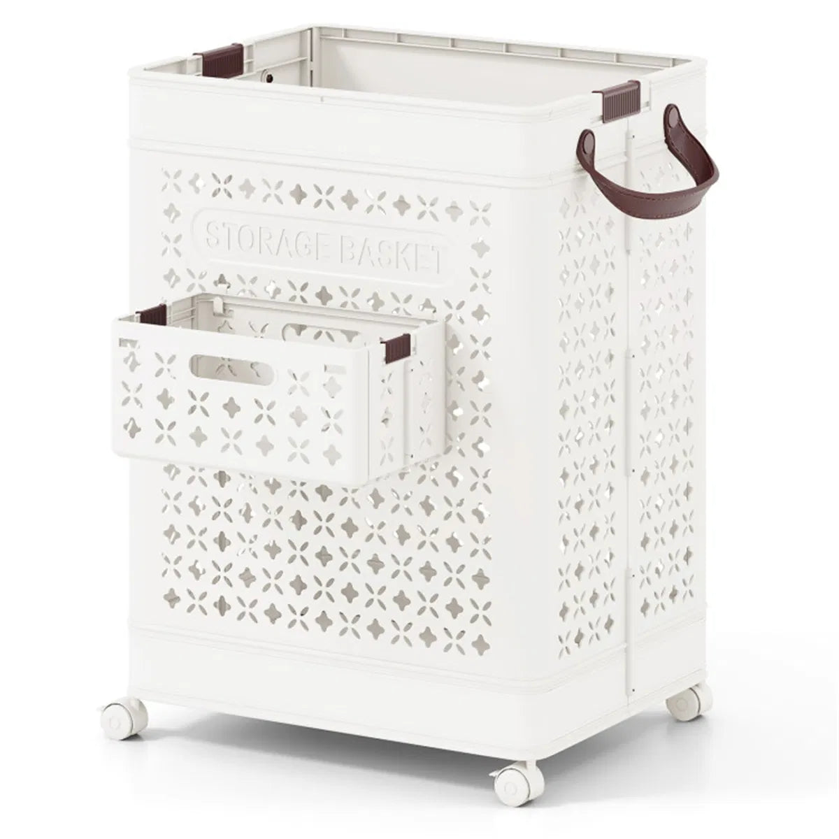 20 Gallon Foldable Laundry Hamper With Mini Hanging Basket PP Hollow Design - Image 7